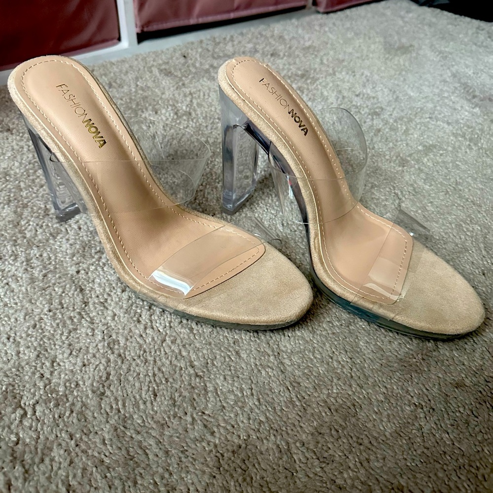 Clear Double Strap Mules Size 9